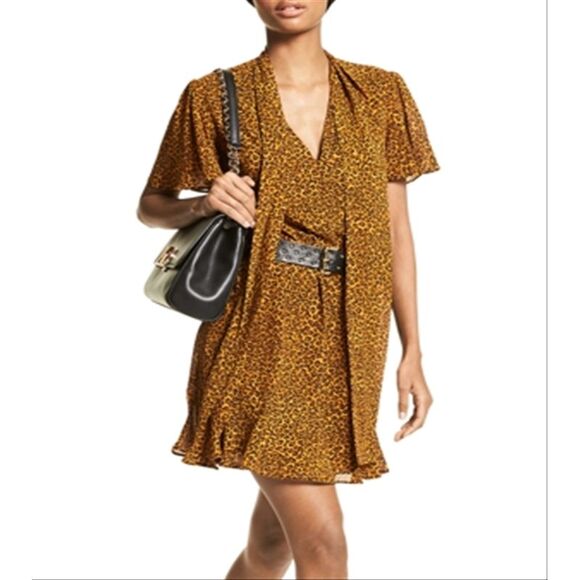 Michael Kors Women's Savannah Printed Dress Yellow Size Small - Picture 1 of 3